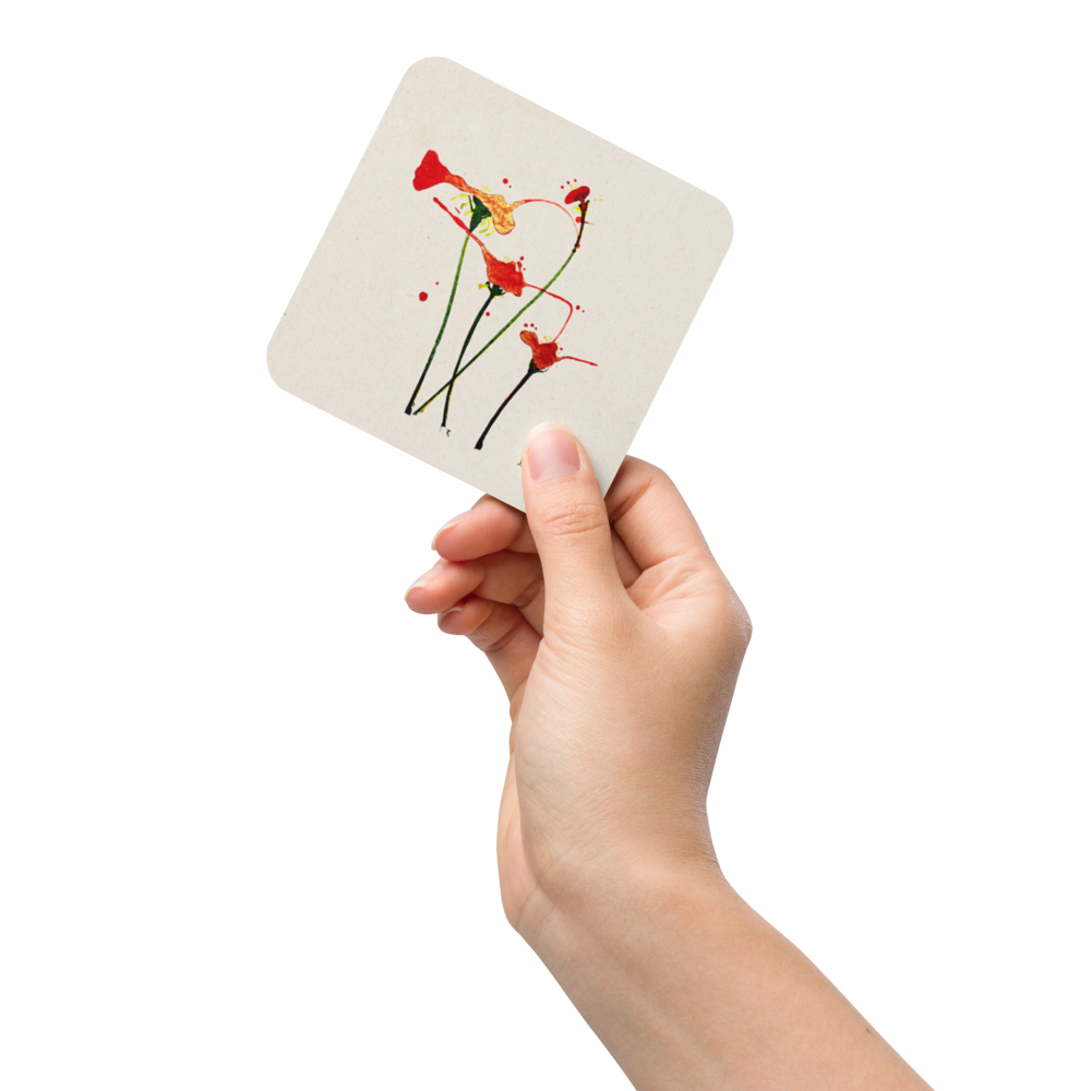 Floral Cream - Cork-back coaster