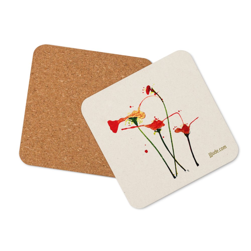 Floral Cream - Cork-back coaster