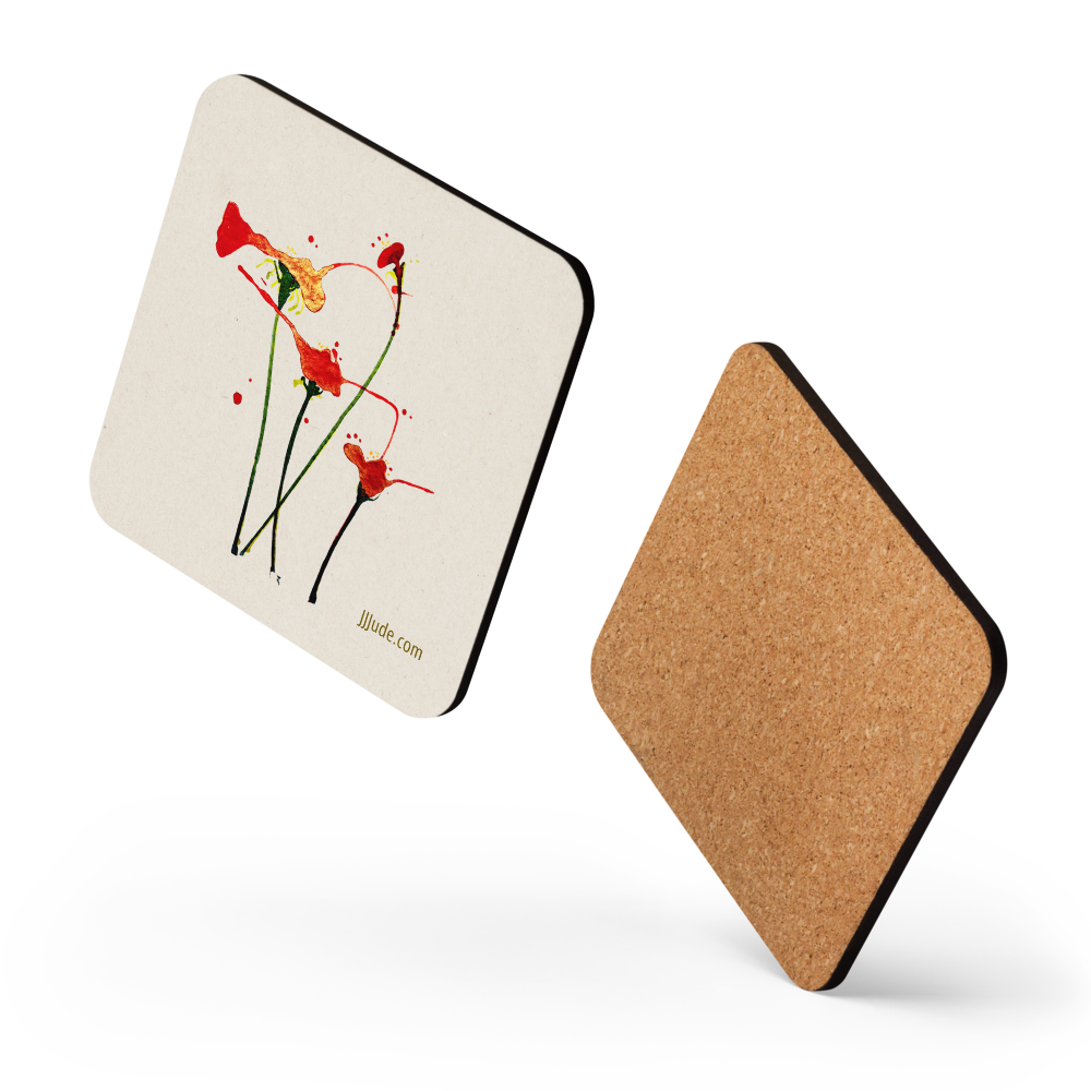 Floral Cream - Cork-back coaster