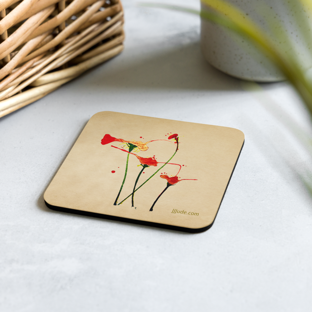 Floral Golden Tint: Cork-back coaster