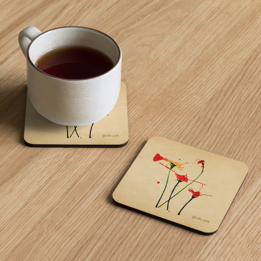 Floral Golden Tint: Cork-back coaster