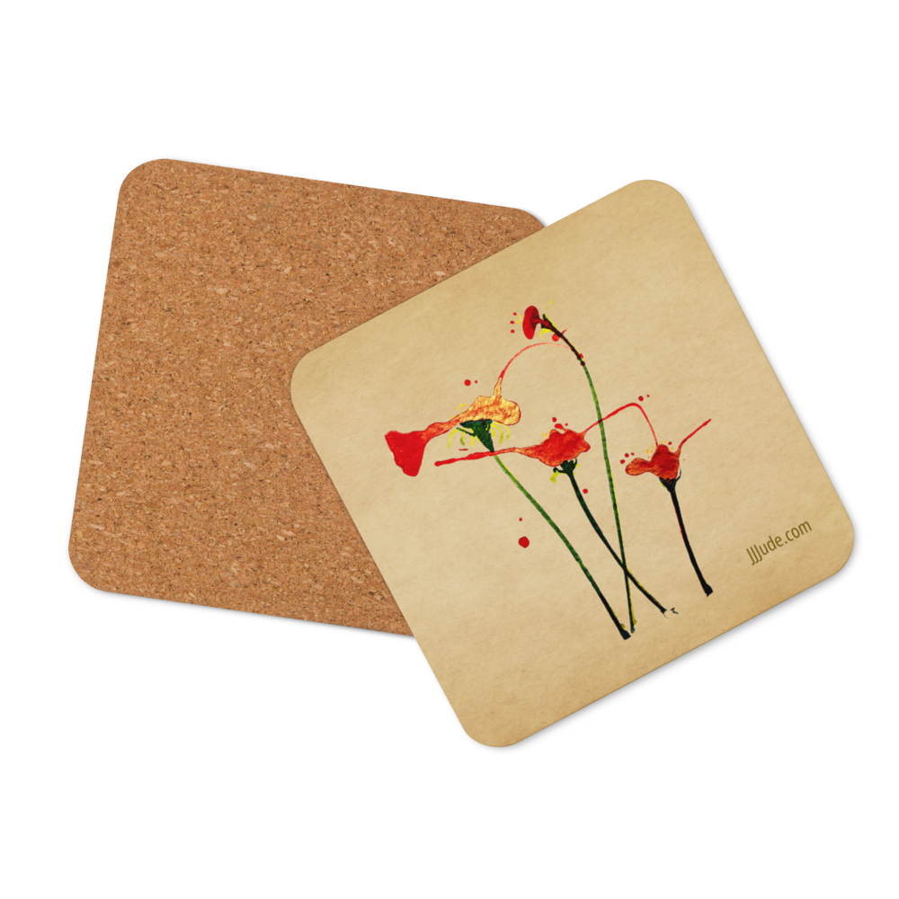 Floral Golden Tint: Cork-back coaster