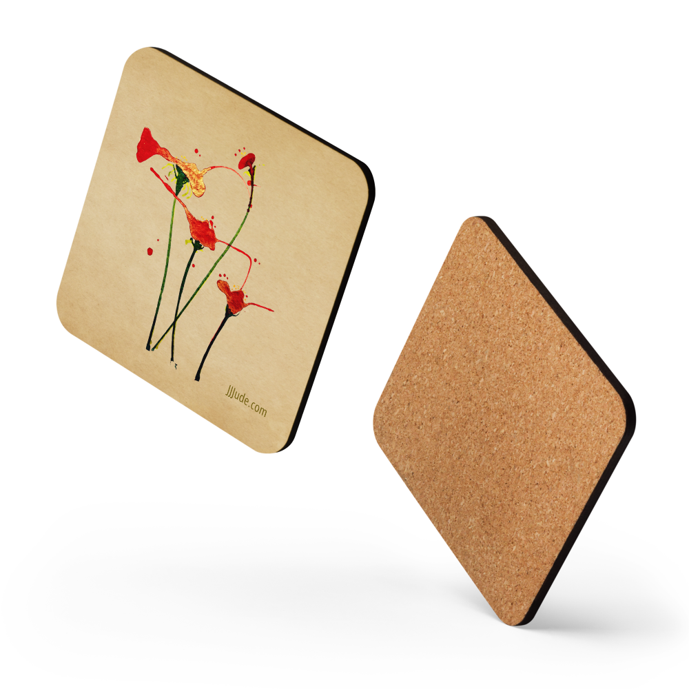 Floral Golden Tint: Cork-back coaster