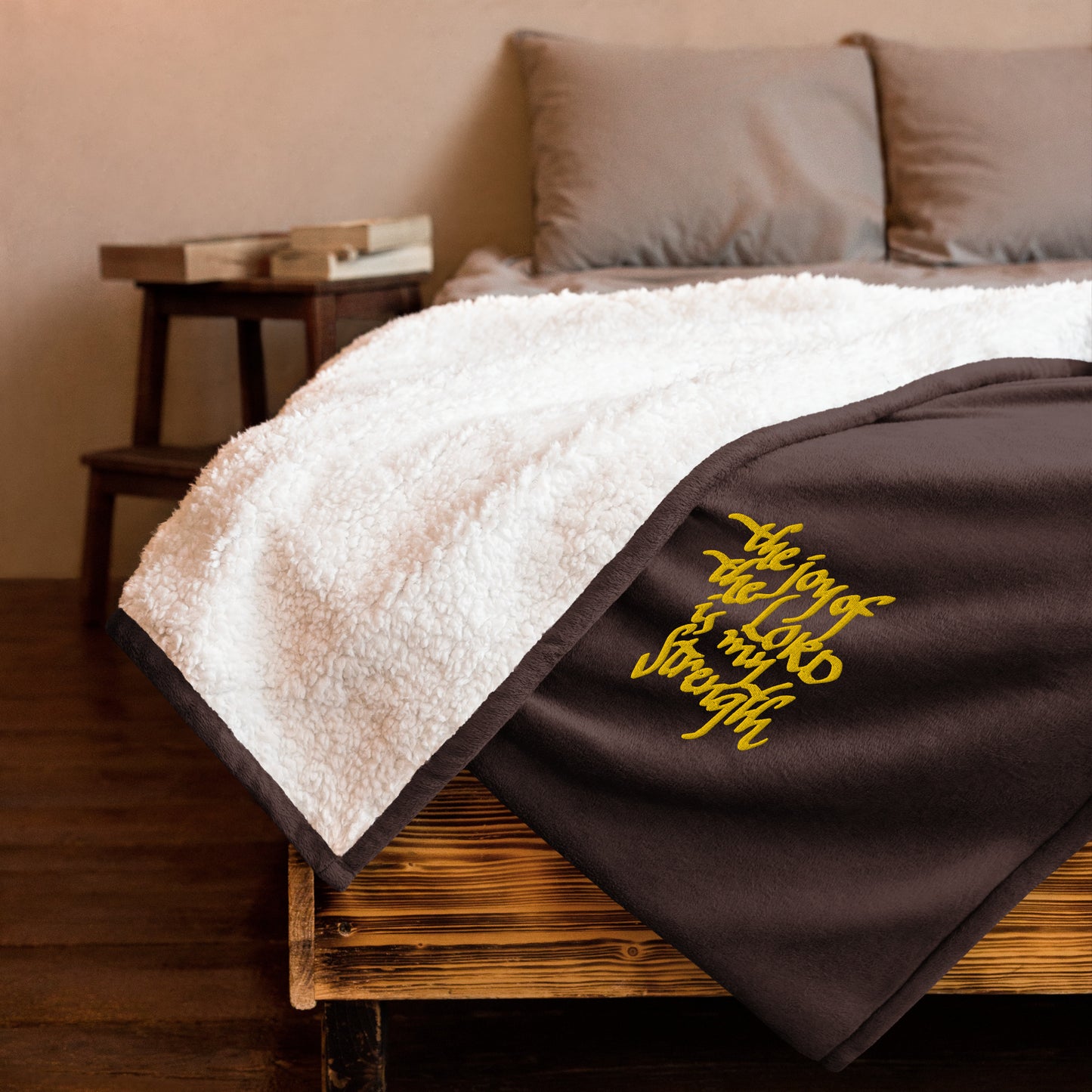 The Joy of the Lord is my Strength: Premium Embroidered Sherpa Blanket | 50″ × 60″