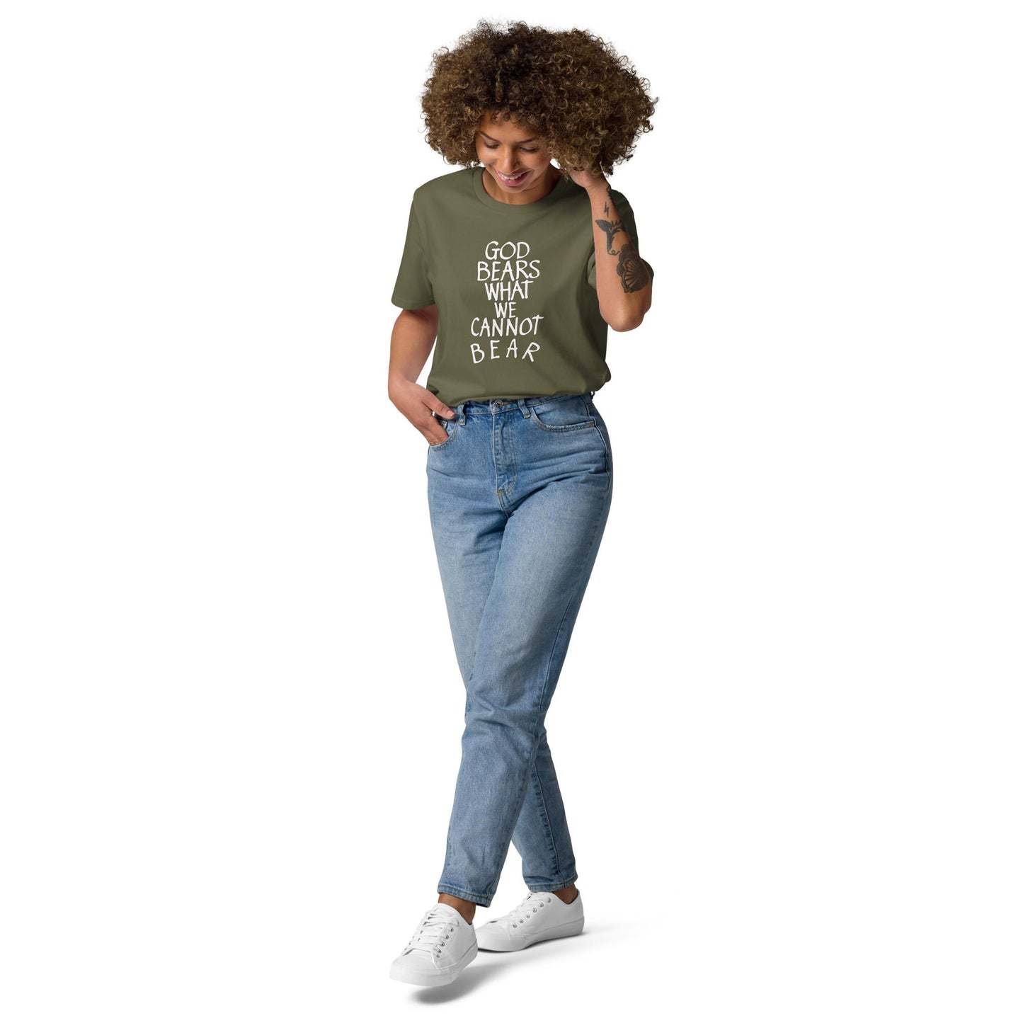 God Bears What We Cannot Bear: Unisex organic cotton t-shirts