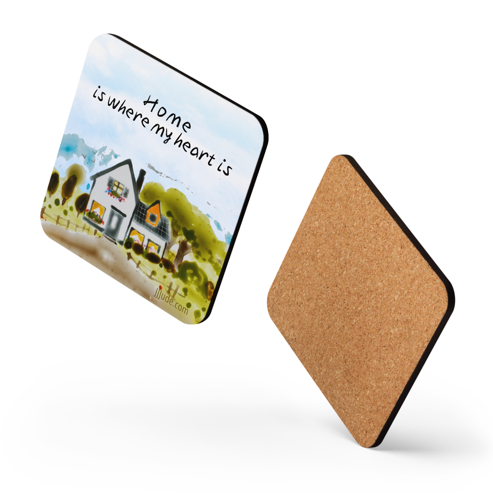 Home is Where My Heart Is - Cork-back Coaster