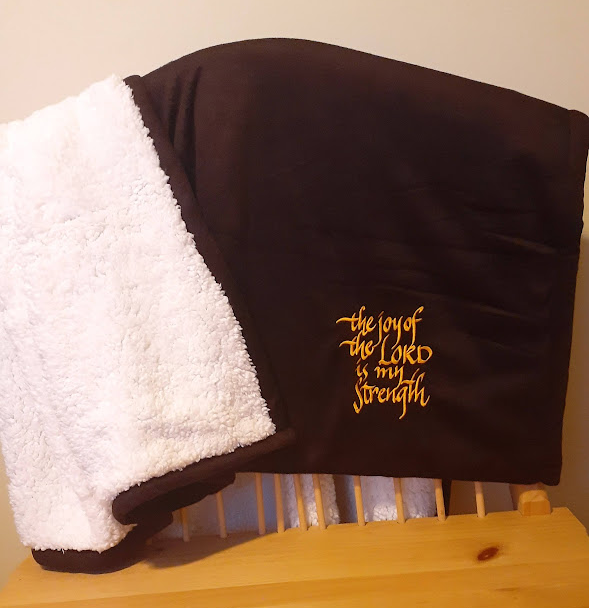 The Joy of the Lord is my Strength: Premium Embroidered Sherpa Blanket | 50″ × 60″