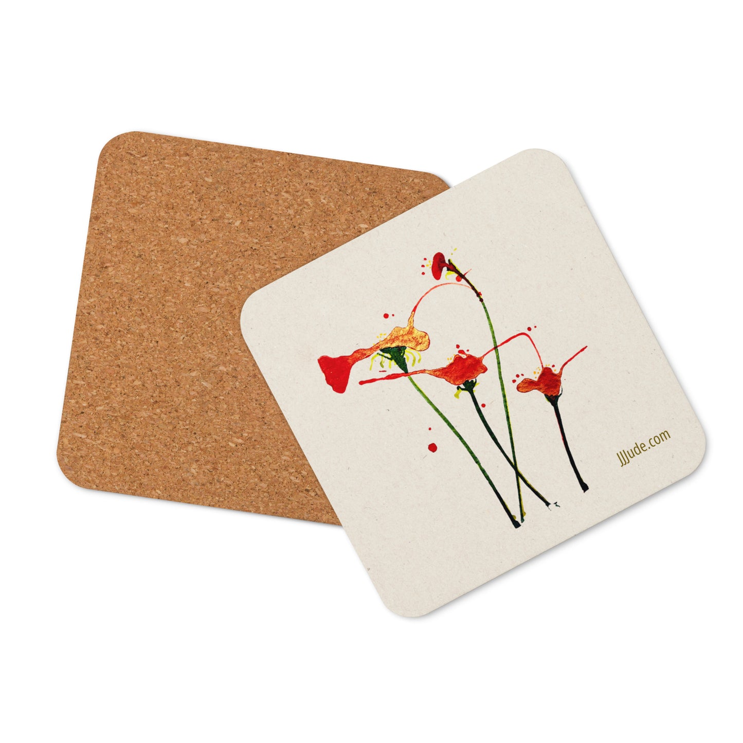 Floral Cream - Cork-back coaster